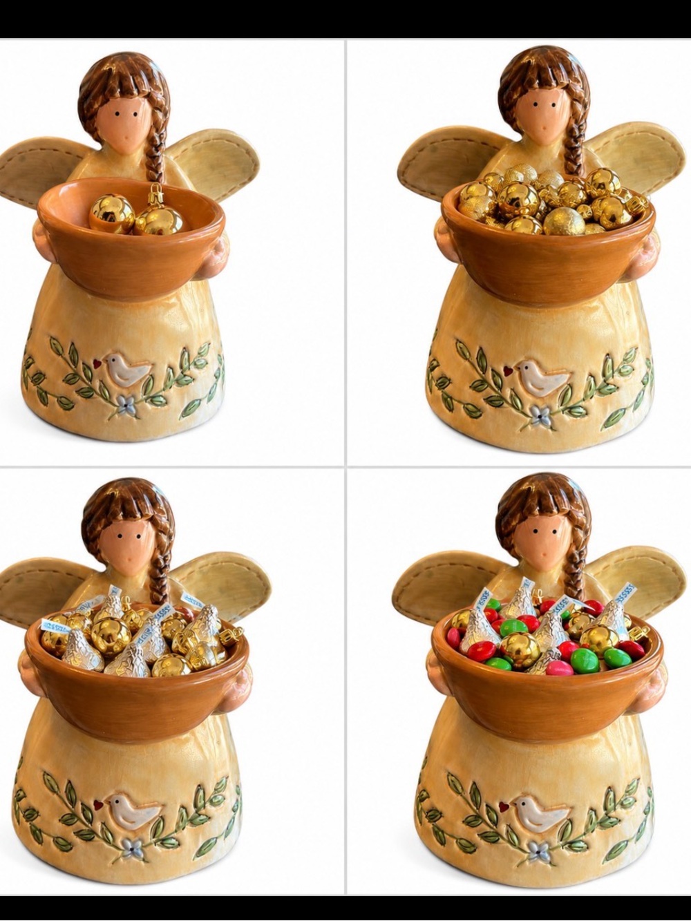 RUSS BERRIE Handpainted Angel Scented Wax Warmer or Candle Holder Vintage Dove